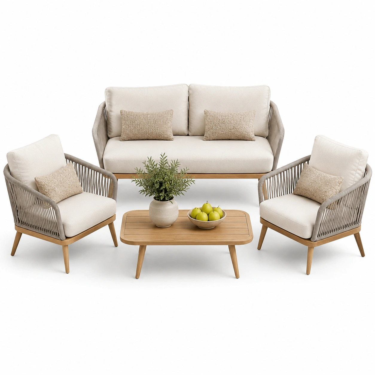 Zestaw Mebli Ogrodowych Natural Wood 4-osobowy-CorvelleHome